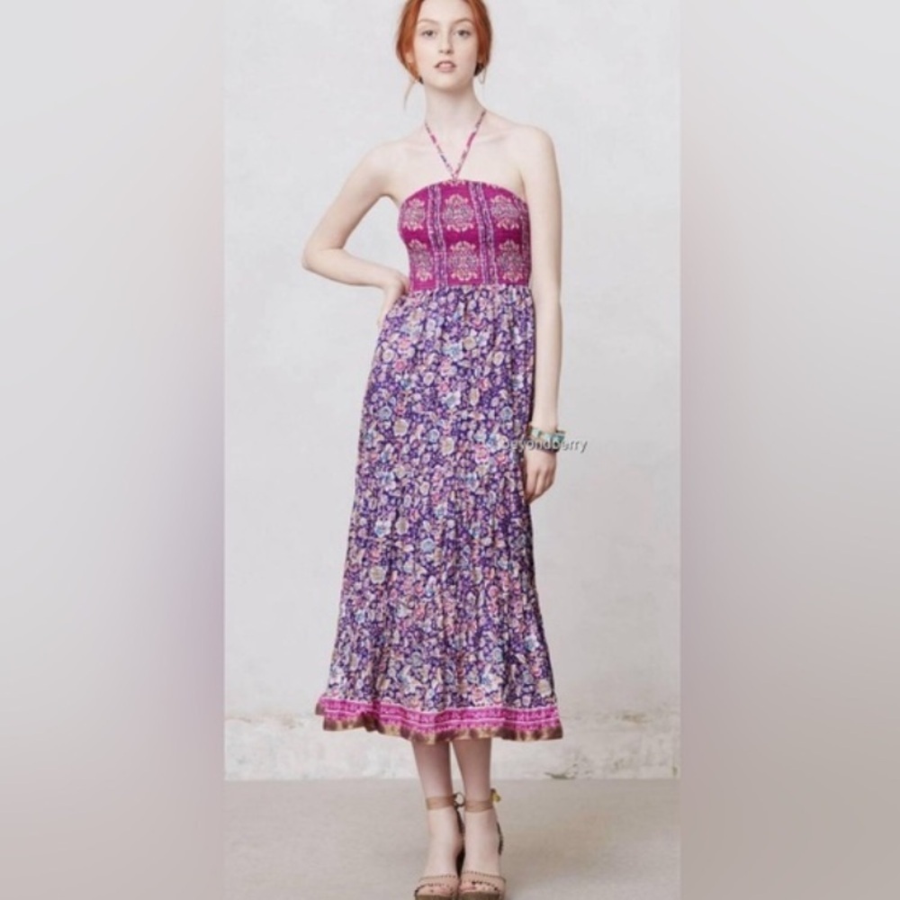 Anthropologie Maeve Daleka Day Floral Midi Dress Size Medium EUC - Picture 8 of 9